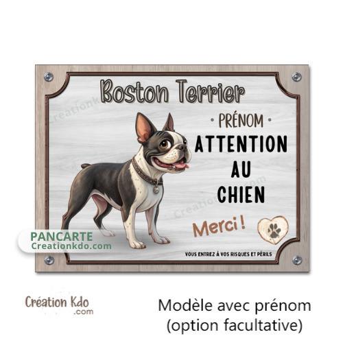 Plaque Boston Terrier panneau Attention au chien Merci pancarte à personnaliser je monte la garde