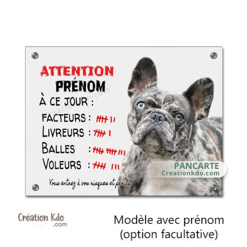 panneau bouledogue français humour attention au chien plaque je monte la garde pancarte