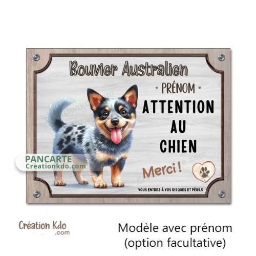 Plaque Bouvier Australien panneau je monte la garde pancarte attention au chien Merci déco maison personnalisé