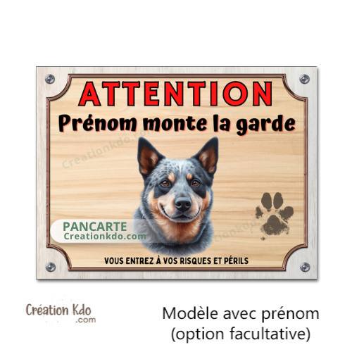 Plaque chien Bouvier Australien panneau Je monte la garde pancarte portail ou porte personnalisé