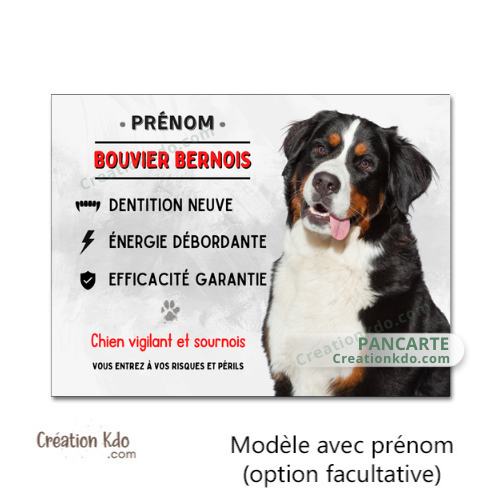 panneau attention bouvier bernois monte la garde plaque chien portail humour à personnaliser