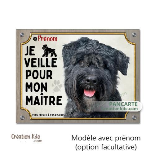 panneau attention bouvier des flandres je monte la garde plaque chien portail à personnaliser