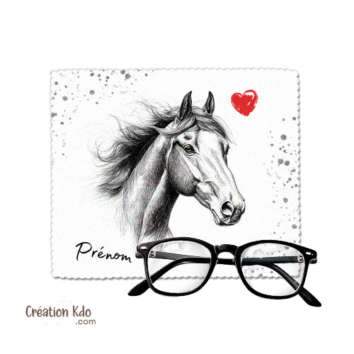 essui lunette personnalisé portrait cheval microfibre chevaux cadeau chiffonnette écran chamoisine