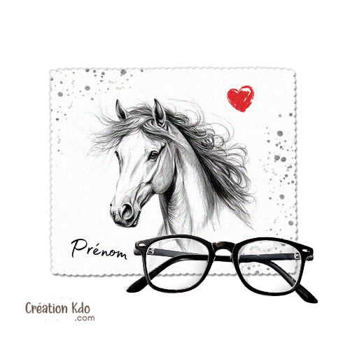 essui lunette personnalisé cheval microfibre chevaux cadeau chiffonnette écran chamoisine