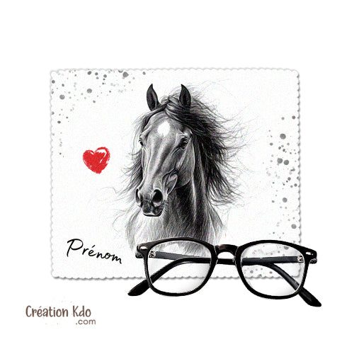 essui lunette personnalisé portrait cheval microfibre chevaux cadeau chiffonnette écran chamoisine