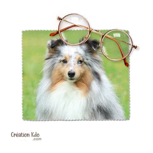 Essuie-lunette photo Berger des Shetland Sheltie Chiffonnette tissu microfibre je monte la garde plaque