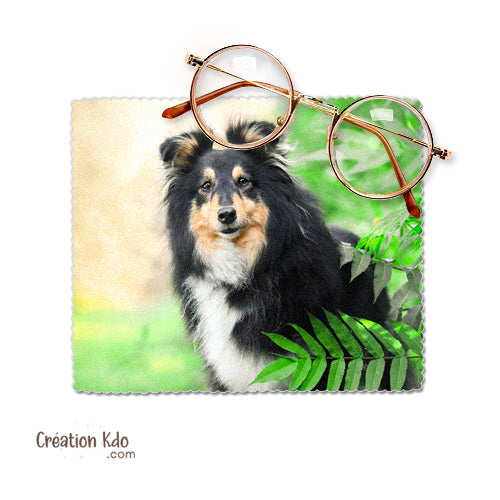 Essuie-lunette photo Berger des Shetland Sheltie tricolore Chiffonnette en microfibre panneau monte la garde