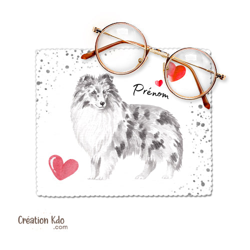 Essuie-lunette Berger des Shetland Sheltie Chiffonnette microfibre je monte la garde plaque