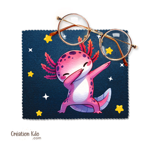 Essuie-lunette Axolotl chibi Dabbing Chiffonnette en tissu microfibre souple