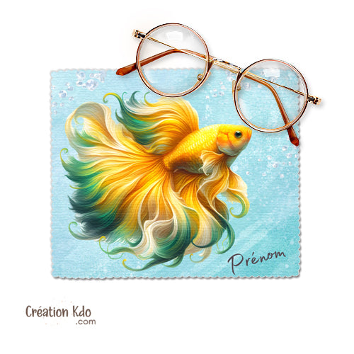 Essuie-lunette thème poisson aquarium betta Combattant jaune Chiffonnette en microfibre