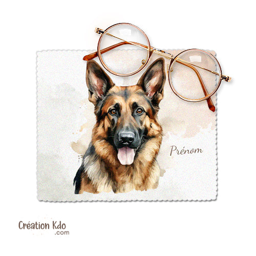 chiffon à lunettes chien berger allemand chiffonnette essuie lunette lingette chamoisine personnalisé
