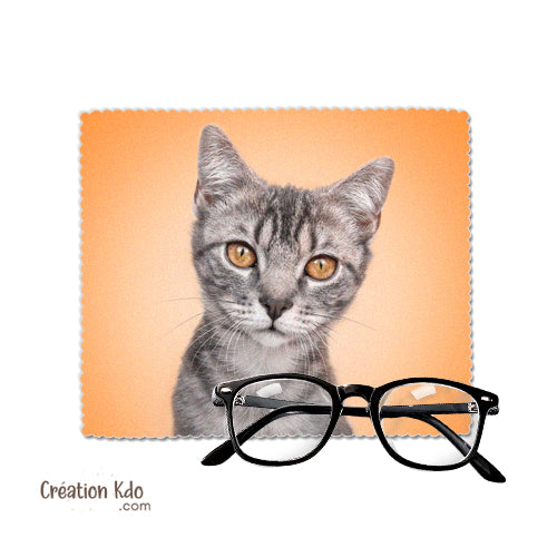 chiffon à lunettes chat chiffonnette chaton gris tigré essuie lunette lingette chamoisine