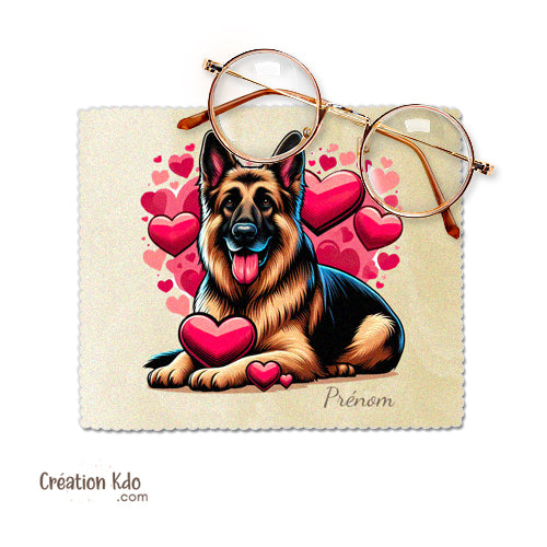 chiffon à lunette berger allemand essuie lunette chamoisine personnalisé