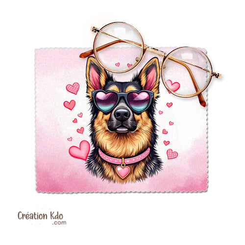 Chiffon à lunette humour berger allemand essuie lunette chiffonnette chamoisine motif chien