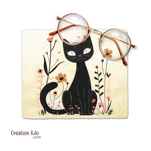 chiffon à lunettes chat noir chiffonnette chaton essuie lunette lingette chamoisine