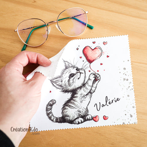 essui lunette chat chiffonnette chaton microfibre petit chiffon écran smartphone et optique