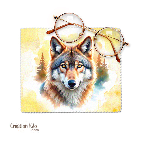 essuie lunette personnalisé motif loup chiffonnette microfibre lingette nettoyante tissu