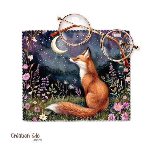 chiffonnette renard roux cadeau microfibre essuie lunette nettoyante motif renardeau