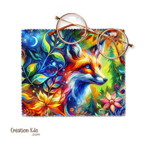 chiffonnette microfibre essuie lunette nettoyante motif renard roux