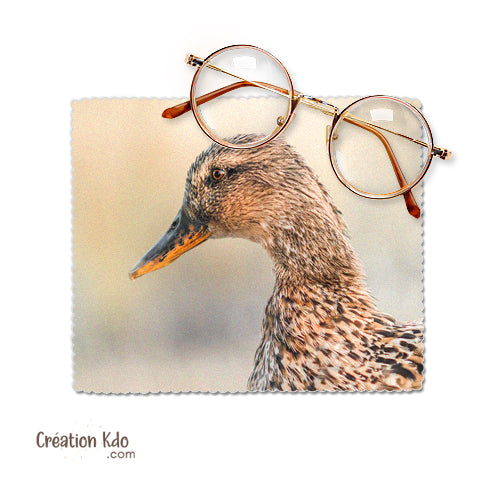 chiffon à lunettes canard femelle essuie lunette col vert photo chiffonnette chamoisine