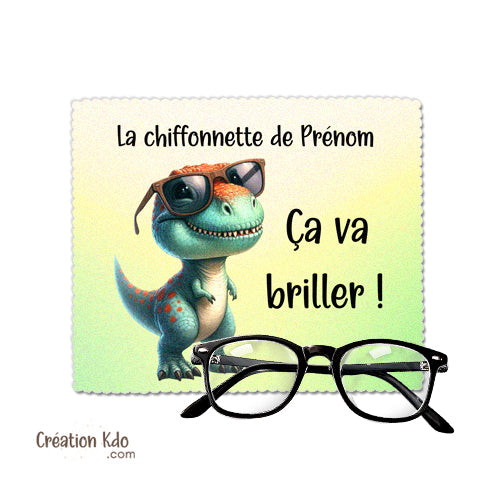 essuie lunette personnalisé dinosaure chiffonnette petit chiffon à lunette écran