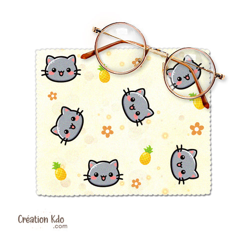 essui lunette personnalisé chat microfibre kawaii chibi cadeau chiffonnette écran