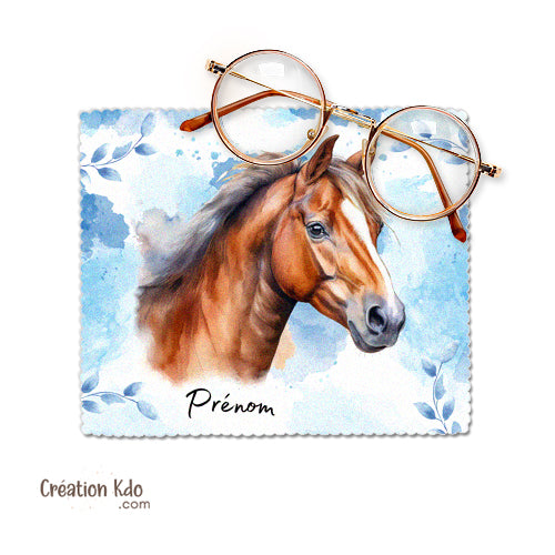 essui lunette personnalisé cheval microfibre chevaux cadeau chiffonnette écran