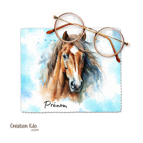 essui lunette personnalisé cheval microfibre chevaux cadeau chiffonnette écran