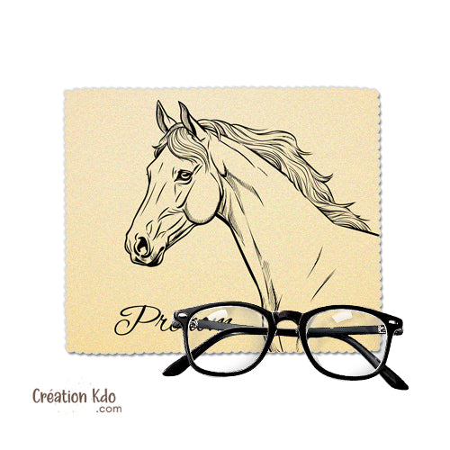 essui lunette personnalisé cheval microfibre chiffonnette écran