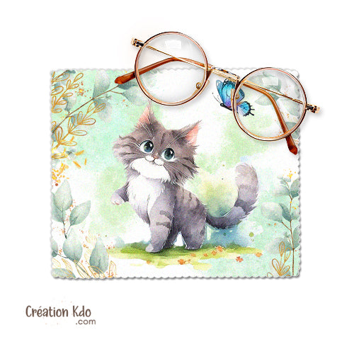 essui lunette microfibre chiffonnette écran chat