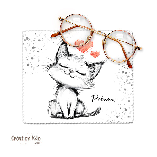 essui lunette personnalisé prénom chat microfibre chiffonnette écran