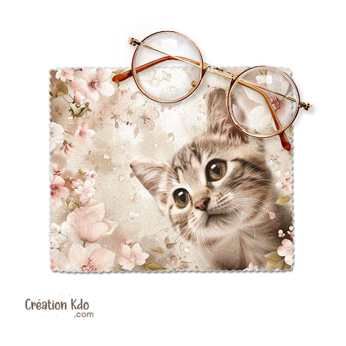 essui lunette personnalisé chat microfibre chiffonnette écran vintage rétro