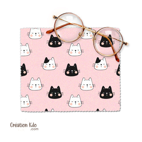 essui lunette personnalisé motif tête chat microfibre chiffonnette écran