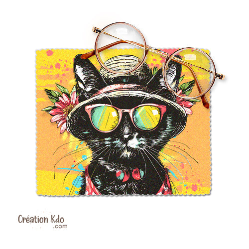 essui lunette personnalisé chat microfibre chiffonnette écran