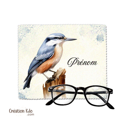 essuie lunette chiffonnette microfibre écran motif oiseau sitelle torchepot