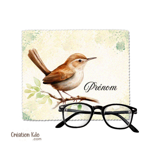 essuie lunette chiffonnette microfibre écran motif oiseau chamoisine