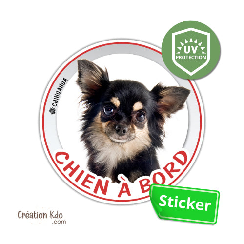 sticker chihuahua chien à bord photo autocollant voiture rond
