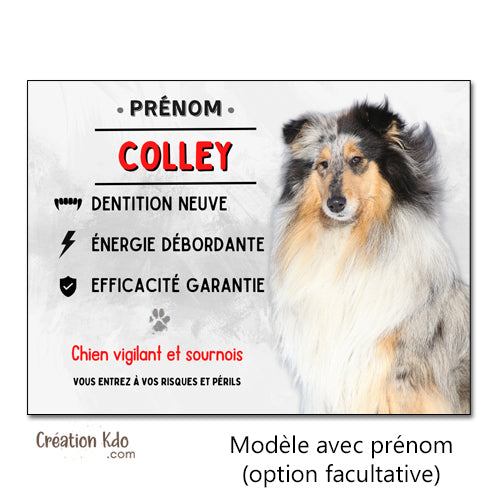 colley tricolore panneau attention au chien plaque monte la garde personnalisé