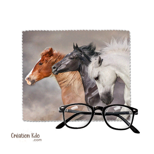 essui lunette cheval microfibre photo chevaux cadeau équitation chiffonnette écran chamoisine