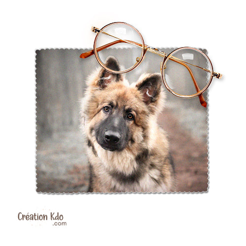 essuie lunette altdeutscher personnalisé photo chien berger allemand chamoisine petit chiffon nettoyant microfibre