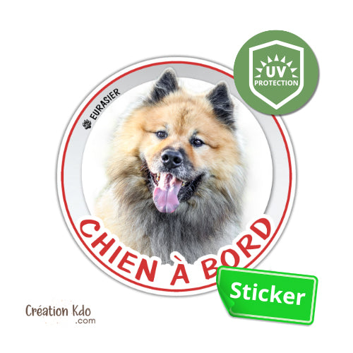 sticker rond eurasier à bord autocollant voiture disque photo chien