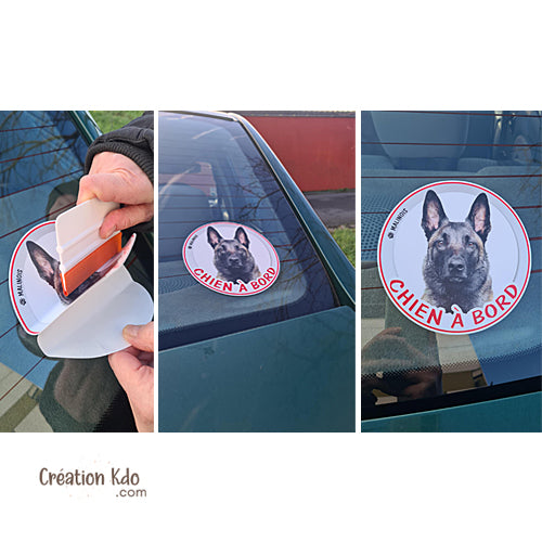comment installer un sticker sur la voiture chien à bord