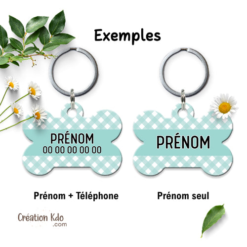 médaille chien prénom médaillon pendentif animal motif pastel mixte