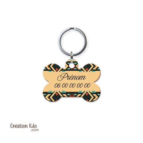 médaille chien coordonnées identification animal médaillon os pendentif bohême