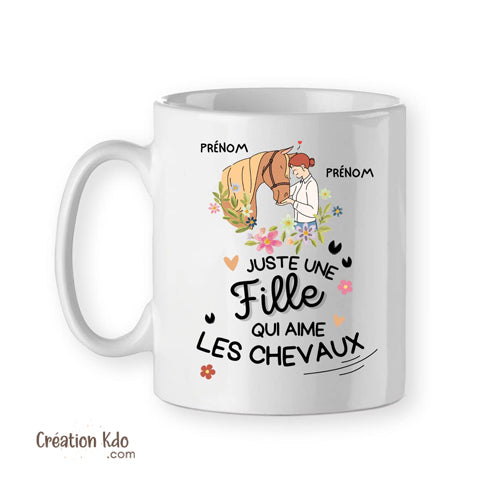 mug cheval tasse cadeau personnalisé prénom motif chevaux