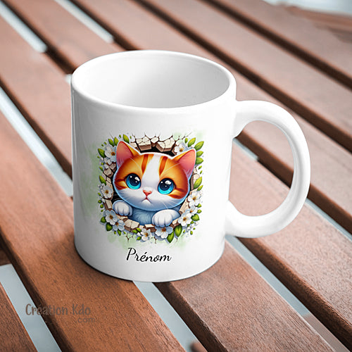 mug été motif chat fleurs tasse personnalisée