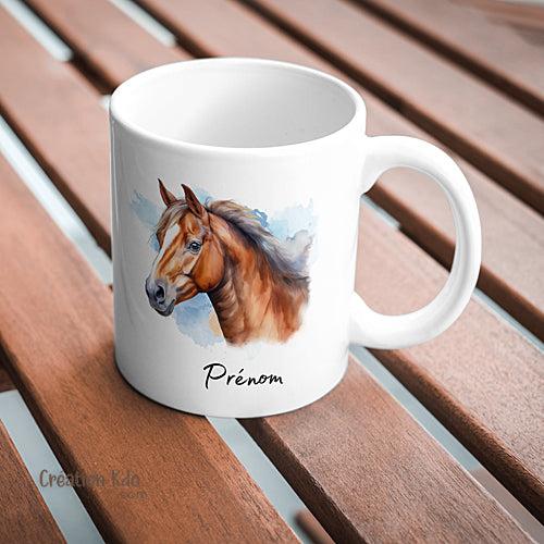 mug cheval tasse cadeau personnalisé prénom motif chevaux équitation