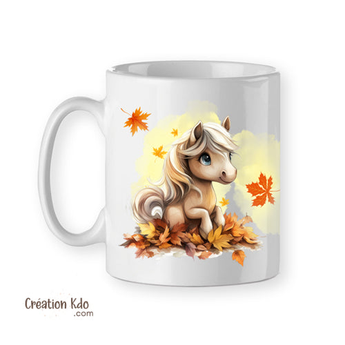 mug automne poney chibi cheval kawaii tasse cadeau
