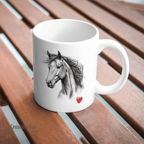 mug cheval dessin crayon tasse cadeau équitation