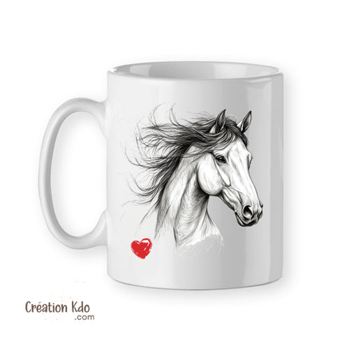 mug cheval dessin crayon tasse cadeau chevaux équestre
